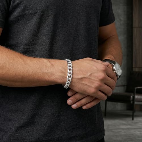 Pulsera eslabones cubanos de plata S925 para hombre 12MM miniatura 5