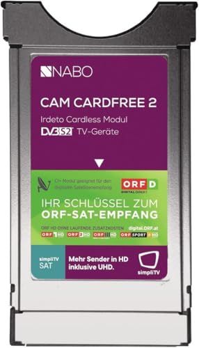 NABO CAM CARDFREE 2 ORF DIGITAL DIREKT Irdeto CI+ Módulo SAT (sin tarjetas, no necesita tarjeta) para TV y receptor satélite de Austria