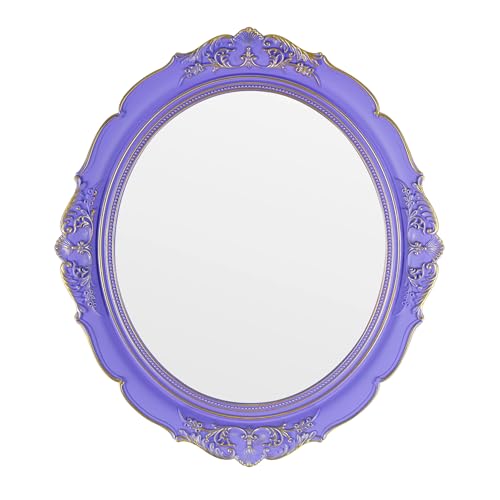 YCHMIR 14.8 x 13.1 inch Oval Wall Mirror Vintage Style (Purple)