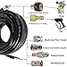 50FT Sewer Jetter Kit for Pressure Washer Water Jet Drain Cleaner Hose 1/4 Female NPT,Corner,Rotating and Button Nozzle Sewer Jetting Nozzle Pearl Corsage Pin Waterproof Tape with 2 Spanner