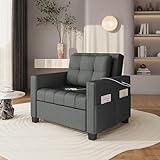Yaheetech Sleeper Chair Convertible Chair Bed Fabric Futon Sofa Bed 3-in-1 Adjustable Sleeper Couch with 2 USB Ports for Living Room Limited Space Office Apartment, Dark Gray