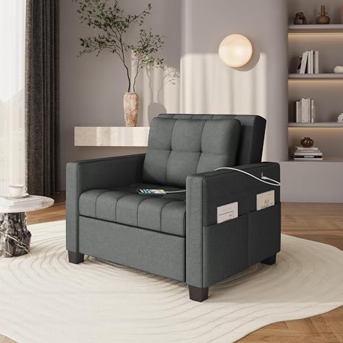 Yaheetech Sleeper Chair Convertible Chair Bed Fabric Futon Sofa Bed