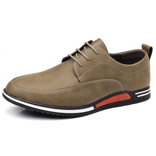 Men's Leather Oxford Casual Shoes Business Lace-Up Flat Non-Slip Fashion Dress Loafers Work Walking Driving Oxford Sneakers
