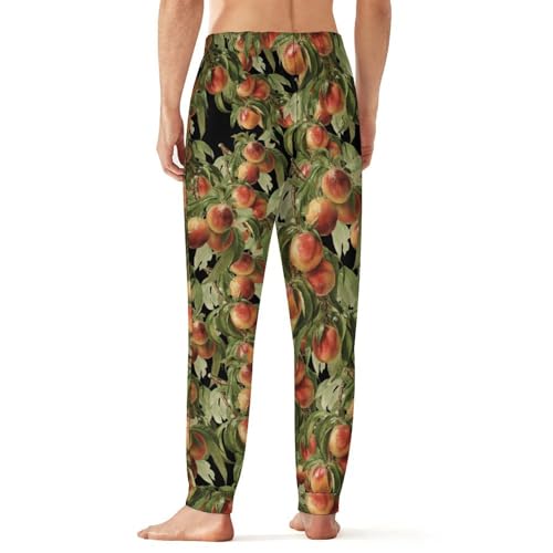 Vintage Peaches Tree Branch Men's Pajama Bottoms Sleep Lounge Soft Comfy Pants Sleepwear3