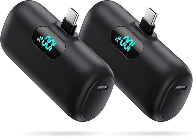 Mini Power Bank USB C 5000mAh, 15W PD Ricarica Rapida Powerbank Ultra Compatto Caricabatterie Portatile Batteria Esterna con LED Display per iPhone 17/16/15, Samsung Galaxy, Note, Huawei ecc