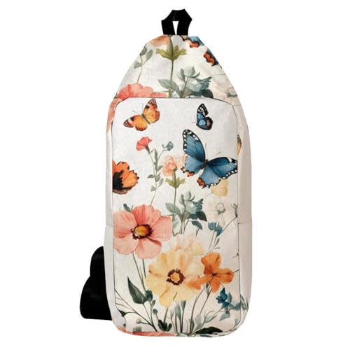 Sac à dos à bandoulière multicolore papillons coquelicots mixte