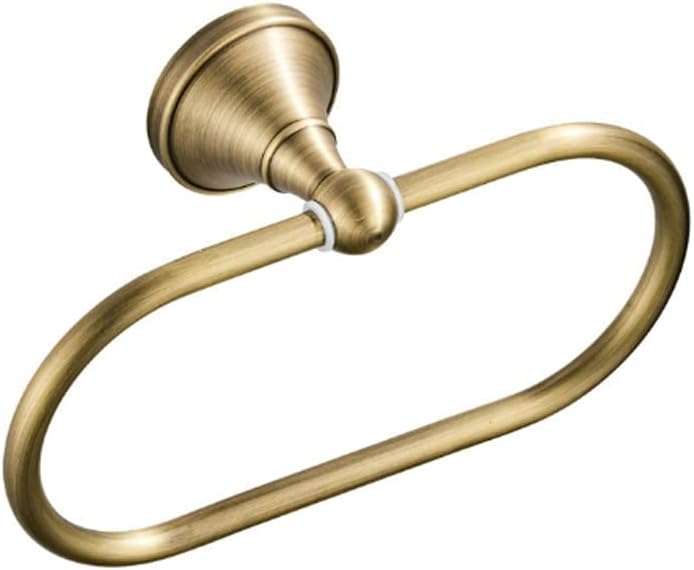 LSLYTQ Antique Towel Ring, Brass Wall Mounted Ellipse Kithen Washroom Bath Towel Holder Hanger Rack, Metal Vintage Bathroom Hardware