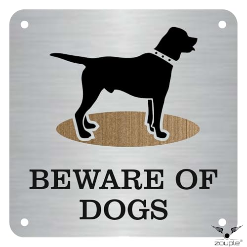 Image of Beware of Dog Sign, Labrador, 8x8 Inch, Durable Steel, Triple Mount