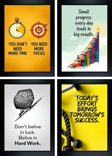 Image of CrowdHall Motivation Photo Frame | Motivation Frame | Motivational Quotes Wall Art for Living Room, Home Decor, Bedroom, Office. (Size 13 X 17 inch, 4 Frame Combo) (6.5 x 8.5 Each Frame Size)