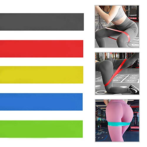 Anself 5Pcs Colorido Workout Resistance Band Loop Set Fitness Yoga Booty Leg Exercise Band Kit