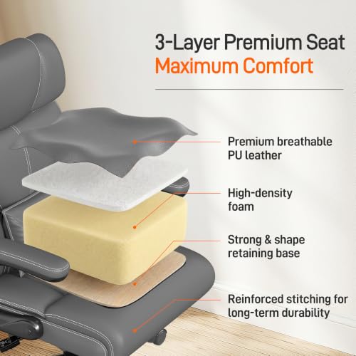 Office Chair, Executive Mid-Back Computer Desk Chair with Flip-up Armrests - image 7