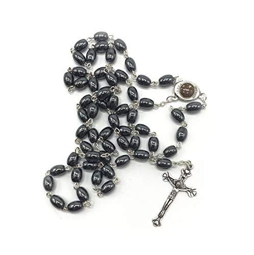 エルサレムのブラックオニキスとシルバーロザリオ ホーリーランドロザリオ 925スターリングシルバー 祈祷用ビーズ エルサレムのブラックオニキスとシルバーロザリオ ホーリーランドロザリオ 925スターリングシルバー 祈祷用ビーズ