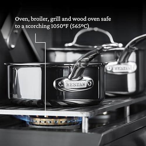 Image of Hestan NanoBond Molecular Titanium Saucepan with Lid, 2-Quart - PFAS-Free Stainless Steel, 4x Stronger, 1050F Oven Safe, Induction Compatible, Handcrafted Italy