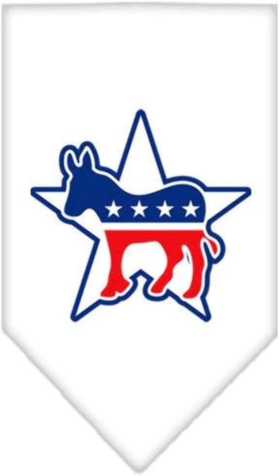 Pet and Dog Bandana Screen Printed, Democrat White Large
