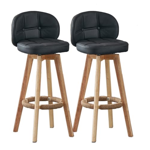Taburete de Comedor, Taburete de Bar Moderno, Tela tecnológica, Silla Ligera de Lujo para el hogar, Isla, Cocina, Desayuno, Taburete Giratorio para Bar Black,73cm
