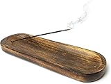 Bless-International Traditional-Handmade-Tray-Burner Wooden-Trat-Incense-Stick-Holder Ash-Catcher-Stand for-Aromatherapy-Meditation-Yoga (11x4x1.22 Inches)