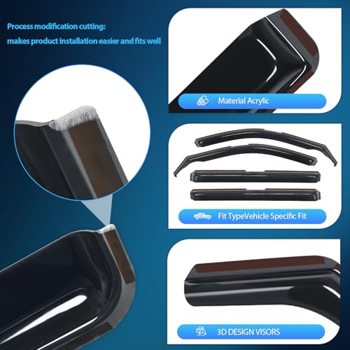 Image of Nilight in Channel Rain Guards for Jeep Grand Cherokee L 2021-2025, 4PCS
