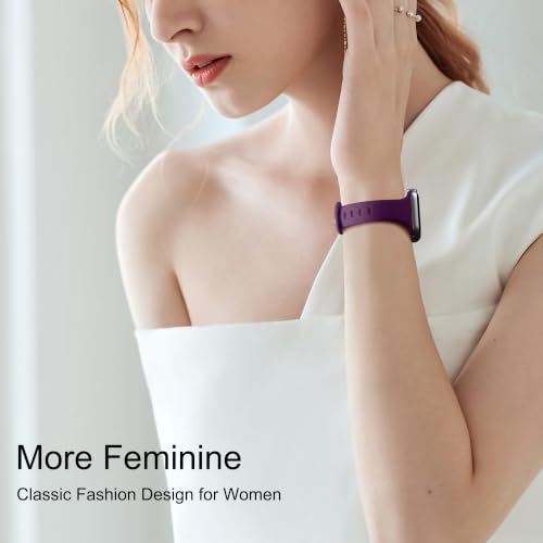 Image of Lerobo Thin Slim Bands Compatible with Apple Watch Bands 42mm 44mm 45mm 46mm iWatch Bands Series 11 10 9 8 7 6 5 4 SE for Women Men, Soft Narrow Sport Strap Wristband