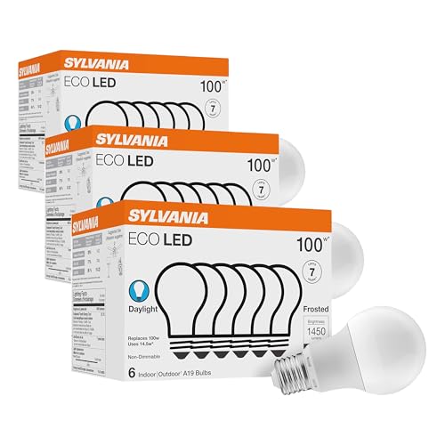 Image of Sylvania ECO LED Light Bulb,A19,100W Equivalent,Efficient 14.5W,7 Year,1450 Lumens,Frosted,5000K,Daylight - (40884),6 Count (Pack of 3)