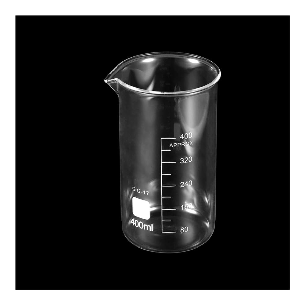 2/3 sztuki 5-500 ml szklany kubek laboratoryjny z miarką z nadrukiem i dzióbkiem (2 szt. 400 ml wysoki kształt)