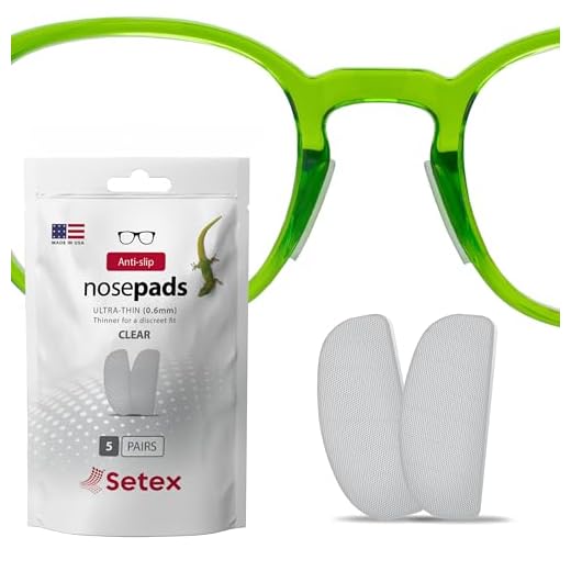 Setex Gecko Grip Ultra-Thin 0.6mm Anti Slip Eyeglass Nose Pads, (5 Clear Pair) USA Made, Innovative Microstructured Fibers, 0.6mm x 7mm x 16mm…