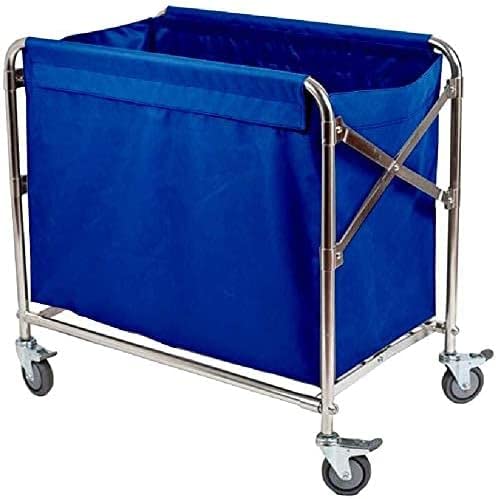 DFEDHF Large Movable Trolleys, Household Serving Cart Laundry Sorter Cart Heavy Duty Foldable on Wheels, Rolling Service Cleaning Collection Trolley,No Assem(Blue-85 * 56 * 80Cm)