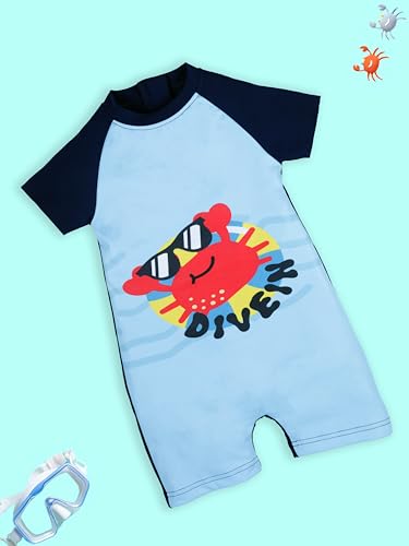 Image of KiddoPanti Boys & Girls Half Sleeve Mid Thigh Length Swim Suit