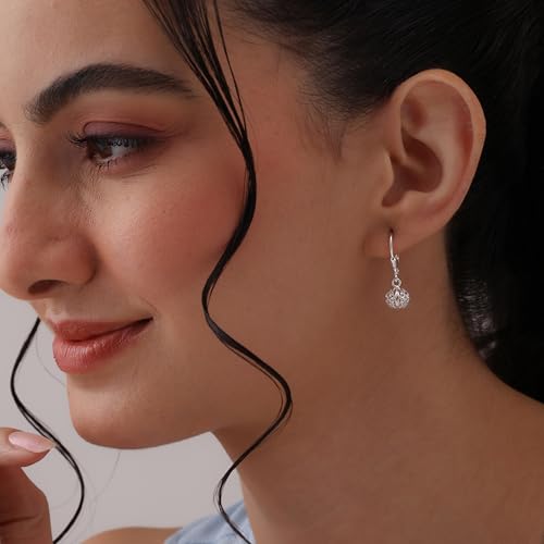 Image of TRUESILVER ACPL 925 Sterling Silver BIS Hallmarked Filigree Ball Leverback Drop Dangle Earrings for Women