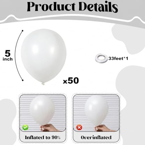 Image of Togvu White Balloons, 50Pack 5 Inch Small Mini Matte White Latex Party Balloons for Wedding Engagement Bridal Baby Shower Anniversary Decorations Supplies