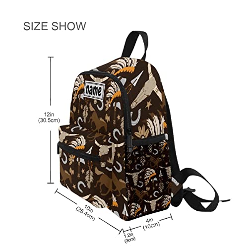Custom Kid's Name Backpack Western Boho Tribal Cowboy Vintage Toddler Backpack Personalized Name Preschool Bookbag for Boys Girls3