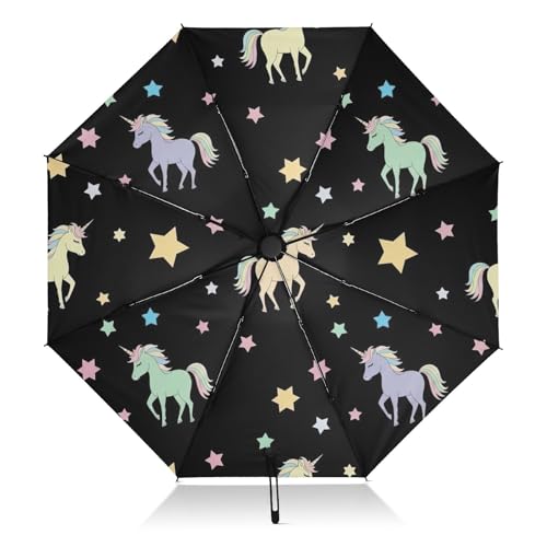 Parapluie compact automatique GAIREG robuste et léger motif licorne