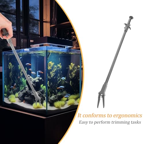 Totority Aquarien Pflanzenpinzette aus Kunststoff 50cm für Wasserpflanzen mit Gebogenem Griff und Sicherem Halt für Aquarien und Fischbecken-9