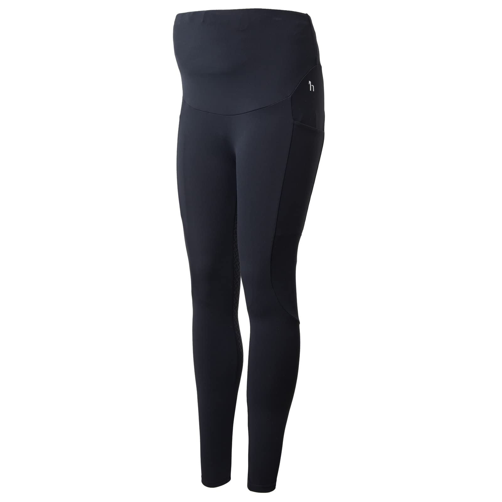 HORZE Damen Schwangerschafts-Reitleggings Ginny – Bequeme & Elastische Umstands-Reithose mit Silikon-Vollbesatz & Handytasche - Blau, 42