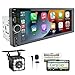 Radio Coche Bluetooth Pantalla - Pantalla Carplay 1 DIN Táctil de 6.86 Pulgadas, Radio CarPlay 1 DIN y Soporte Mirror Link para iOS/Android con Cámara de Respaldo, Admite Carga Type-C/USB/Mic/EQ/SWC
