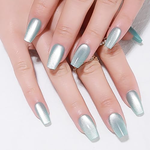 evpct Cat Eye Coffin Press on Nails Medium Square No Glue, Stick ...
