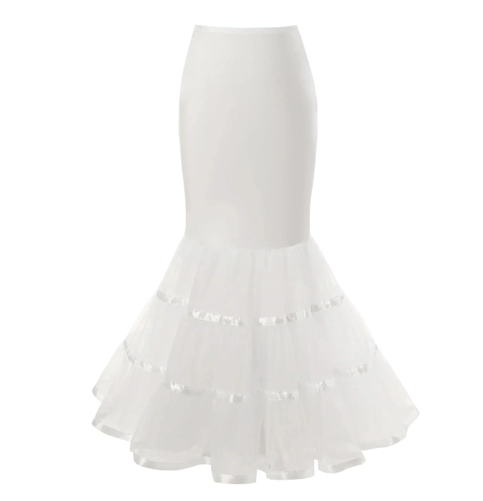 Damen Trompetenunterrock 3-lagiger Bodenlanger Trompeten-Meerjungfrau-Hochzeitskleid-Petticoat for Damen