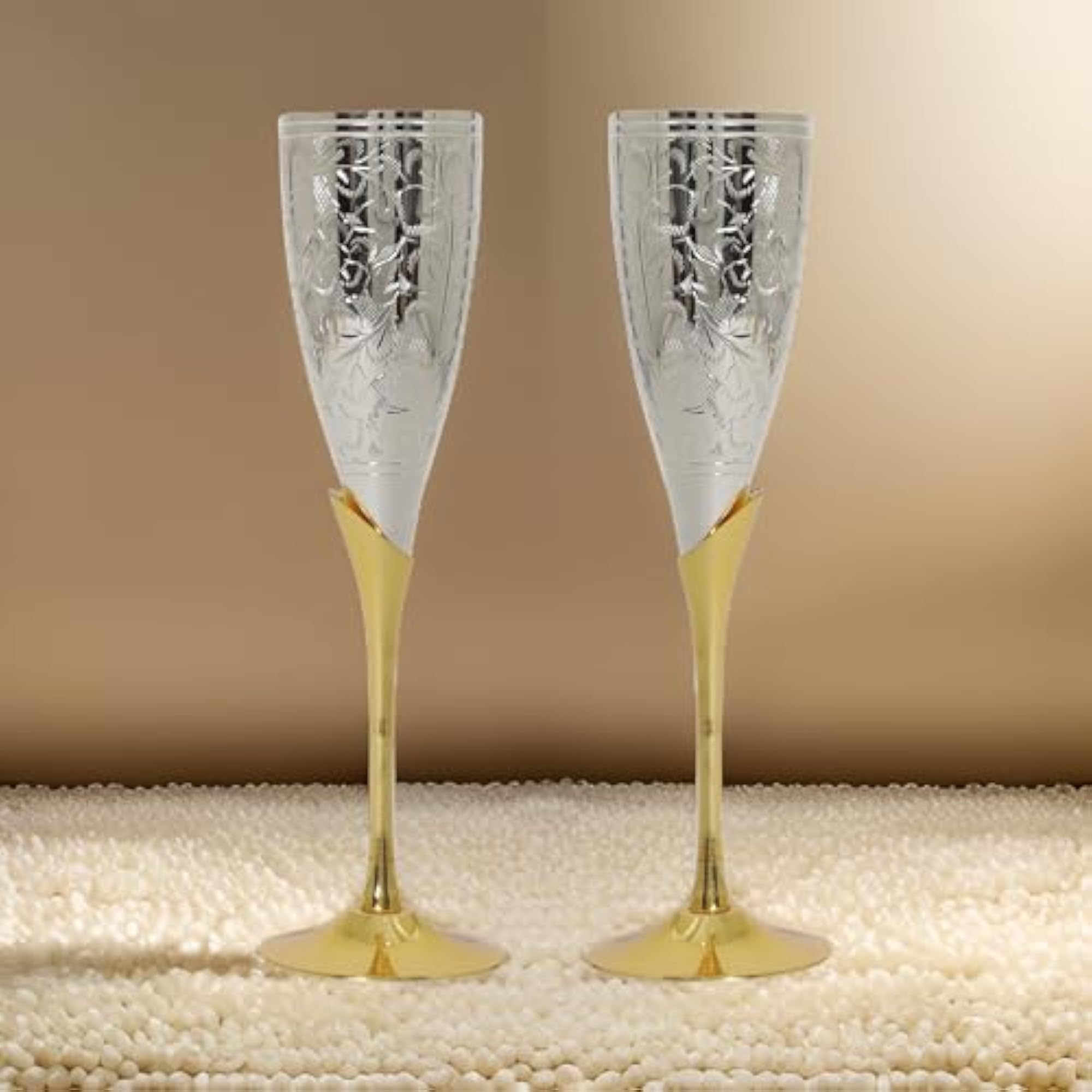 Silver-Plated Wine Goblet Flute with 'Congratulations' Tag