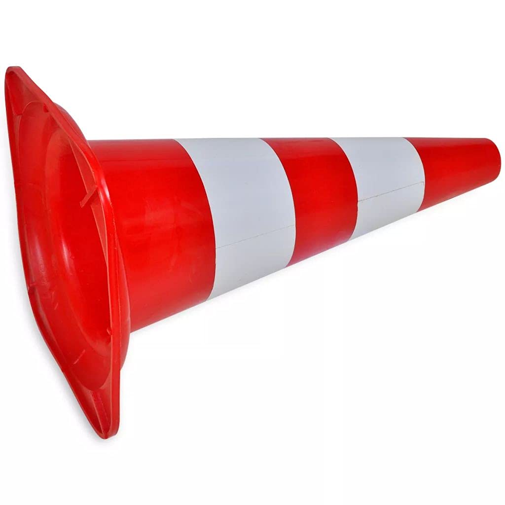 Tidyard Conos de tráfico Reflectantes 10 Unidades Rojo y Blanco 50 cm Cono de Tráfico Obra Pieza de Señalización Emergencia Pilón de Seguridad con Rayas Reflectantes Flexible y Transportable