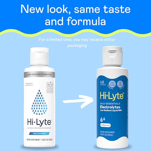 Image of Hi-Lyte Low Sodium Electrolyte Supplement for Immune Support, Fasting and Rapid Hydration | 48 Servings | Magnesium, Potassium, Zinc | Unflavored Mineral Taste Drops