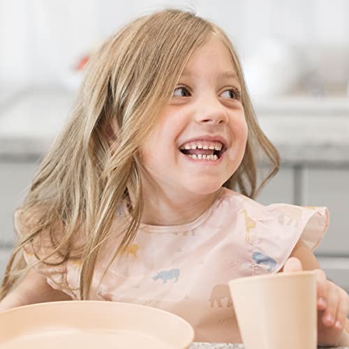 Image of Tiny Twinkle Mess Proof Baby Bib for Girls | Waterproof Toddler Bib for Eating | Baby Apron for Feeding | Machine Washable | Perfect Shower Gift (Petite Safari, 6-24M)