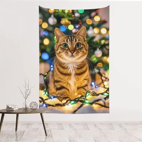Tapisserie murale chat de Noël : le cadeau idéal pour les amoureux de chats