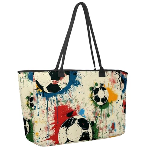 Large Beach Bag for Women, Colorful Musical Notes Pattern Travel Tote with Pockets Waterproof Shoulder Handbag