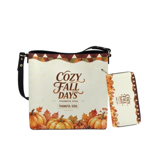 Image of HUGS IDEA Leather Purses and Handbag for Women Bucket Bag with Wrist Wallet 2 Packs