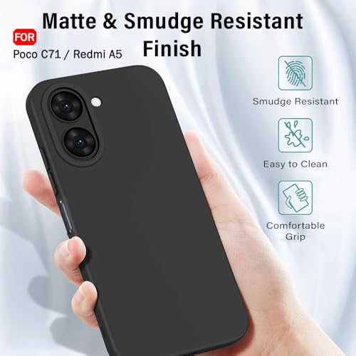 Image of TheGiftKart Liquid Silicon Back Cover Case for Poco C71 / Redmi A5 | Stylish Camera Protection Module | Micro-Fibre Lining Inside | Shockproof Back Cover Case for Poco C71 / Redmi A5 (Silicone, Black)
