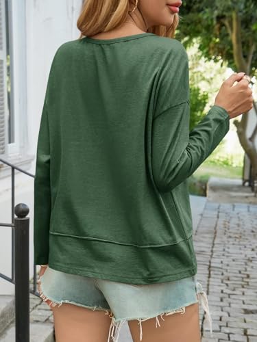 Image of Cicy Bell Womens Long Sleeve T Shirts V Neck Casual Flowy Tops Fall Fashion Loose Fit Basic Tees