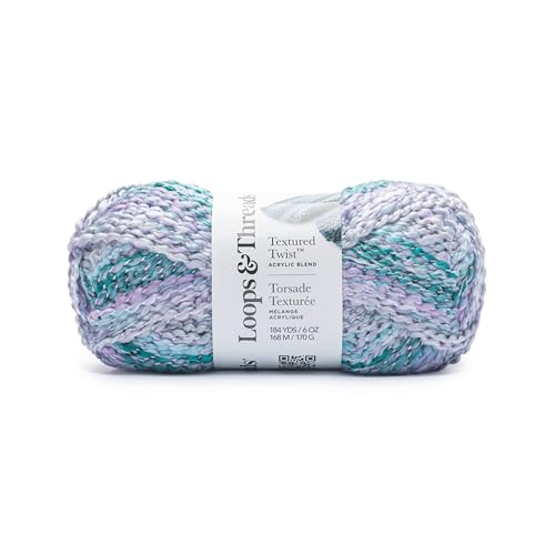 Loops & Threads Textured Twist Yarn - Yarn for Knitting, Crochet, Weaving, and Arts & Crafts - Ocean Breeze, Acrylic Blend, 6 oz