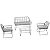 wallowsun 4-Piece Patio Furniture Wicker Outdoor Bistro Set, All-Weather Rattan Conversation Loveseat Chairs for Porch Backyard Pool with Soft Cushions and Glass Table (Grey)