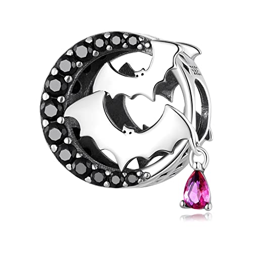 Dije de murciélago y luna de plata para collares: el regalo perfecto de Halloween