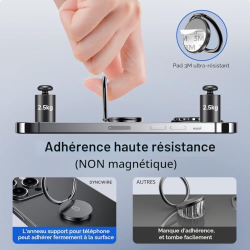 Anneau Support Téléphone Compatible iPhones Samsung Galaxy Syncwire - 2
