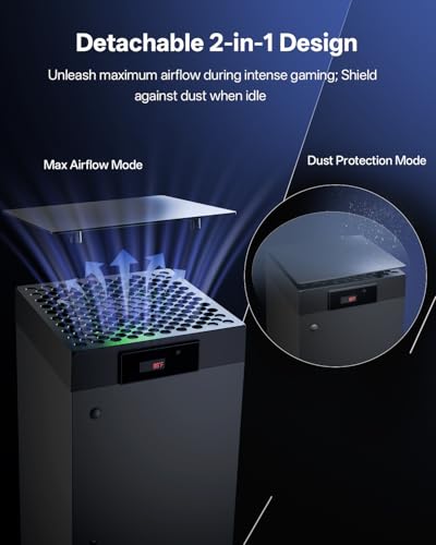 Image of DEPGI Cooling Fan for Xbox Series x, Featuring Automatic Fan Speed Adjustment Based on Temperature, LED Display Screen, Low Noise, Easy Installation, 3 speeds, with RGB LED